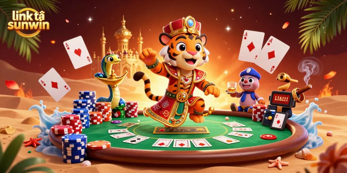 Experience the thrill and excitement with link tải sunwin, illustrated in a vibrant casino scene.