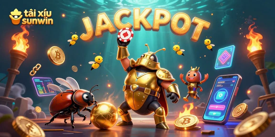 Engage in thrilling gameplay with tài xỉu sunwin as a 3D hercules beetle lifts a poker chip in celebration.
