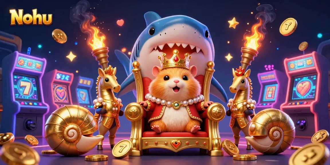 Nohu's vibrant 3D casino illustration highlights engaging gaming elements and characters, perfect for players seeking excitement.