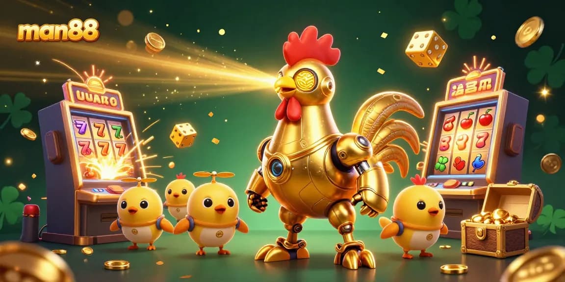 Engage with man88's thrilling 3D casino world filled with vibrant symbols, characters, and dynamic action.