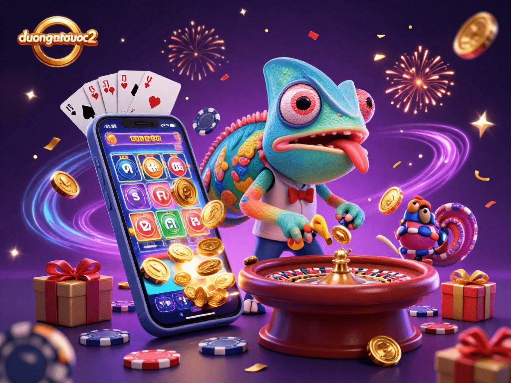 Experience duongmatchuoc2 with a vibrant chameleon casino owner and dynamic gaming elements.