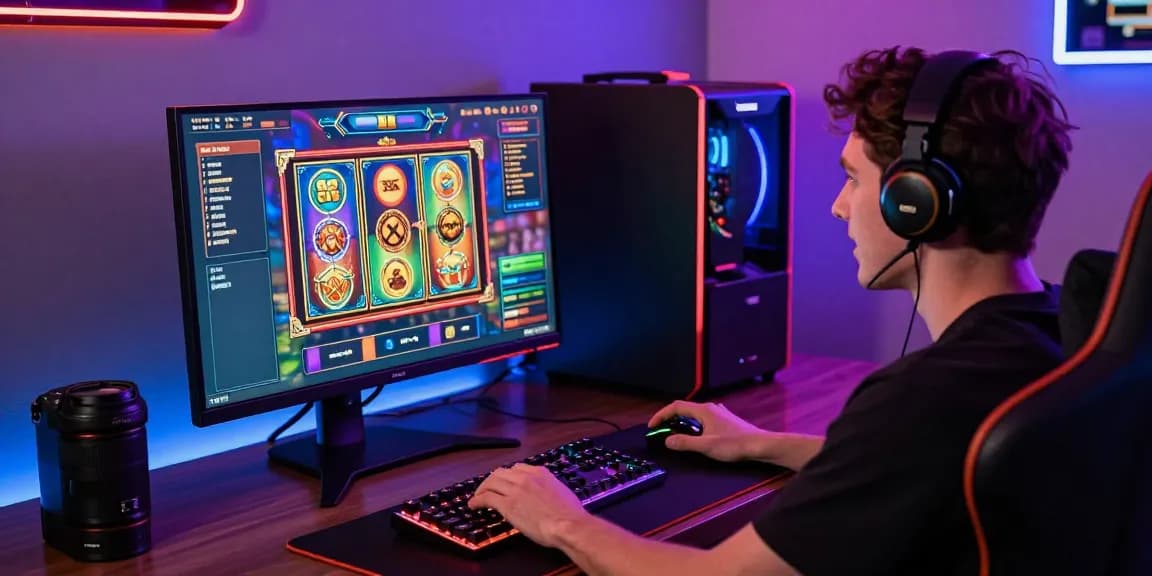 Player engaging in slot games at home, showcasing the benefits of depo pulsa 10k tanpa potongan for a seamless experience.