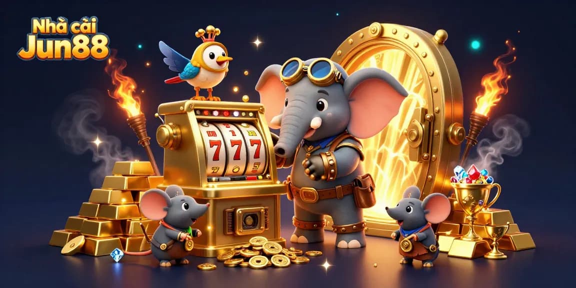 Engage with Nhà cái Jun88 through an exciting slot adventure featuring rich treasures, vibrant characters, and gambling thrills.