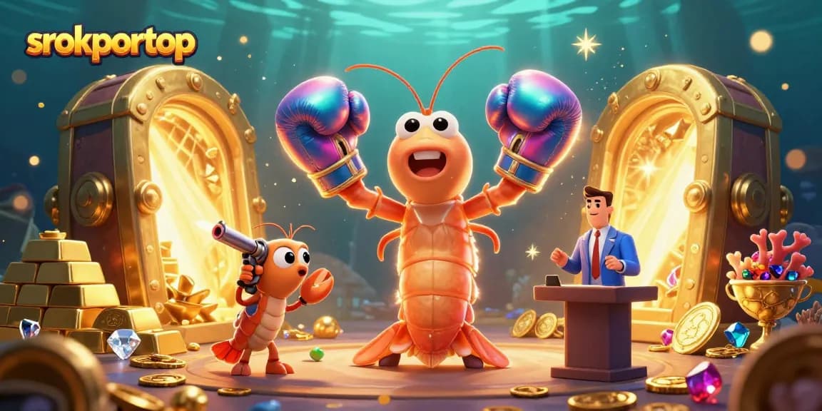 Srokportop enhances excitement with a vibrant 3D casino scene featuring dynamic underwater characters.
