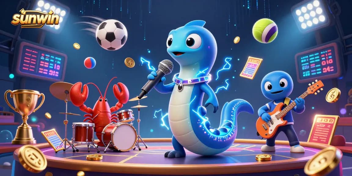 Experience thrilling gameplay with sunwin at an underwater casino featuring vibrant characters and sports elements.