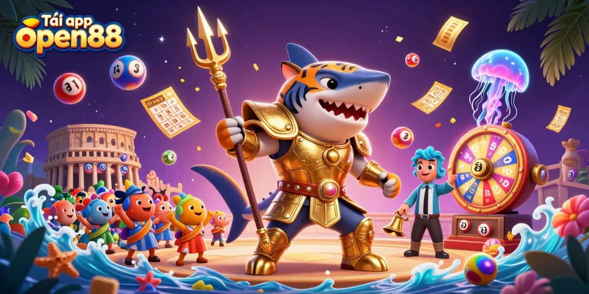 Experience the excitement of Tải app open88 with vibrant lottery elements and a dynamic underwater scene.