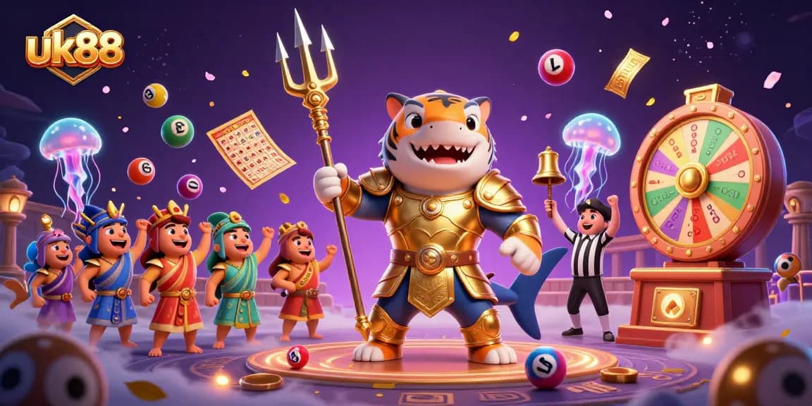 Experience thrilling gameplay with uk88's vibrant underwater casino scene featuring dynamic lottery elements.