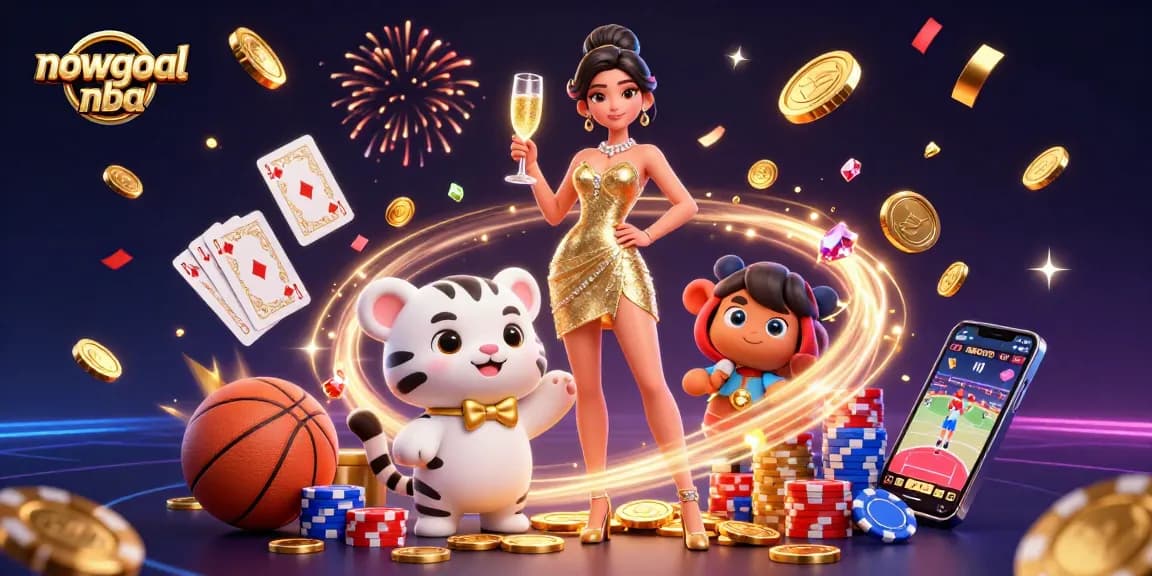 Experience nowgoal nba with a glamorous woman and a lucky tiger, bustling with basketball excitement and winning energy.