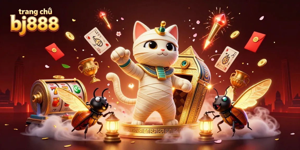 Experience the thrill of gaming at trang chủ bj888 with vibrant slot reels and dynamic characters.
