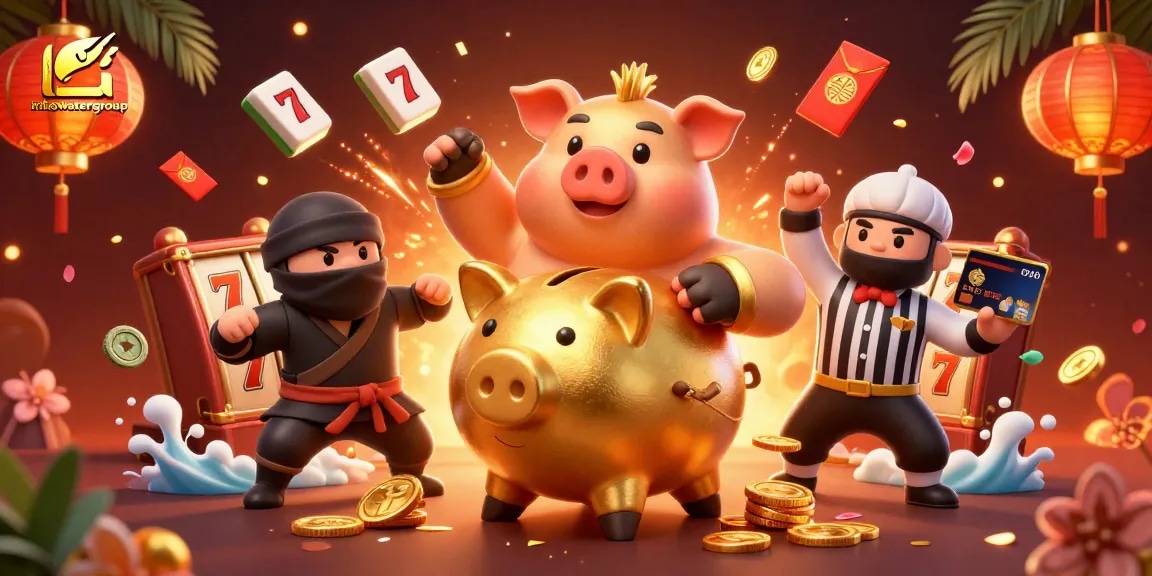 Join the fun with iribawatergroup's thrilling casino experience featuring a golden piggy bank character!
