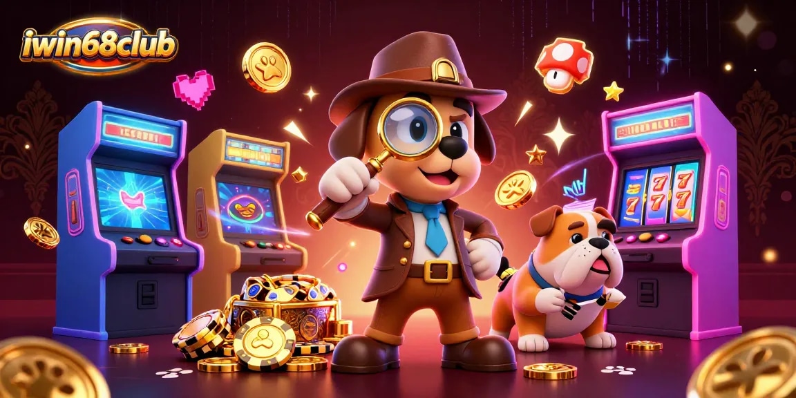Spin and win with iwin68club's immersive casino gaming scene featuring slot reels and golden poker chips.