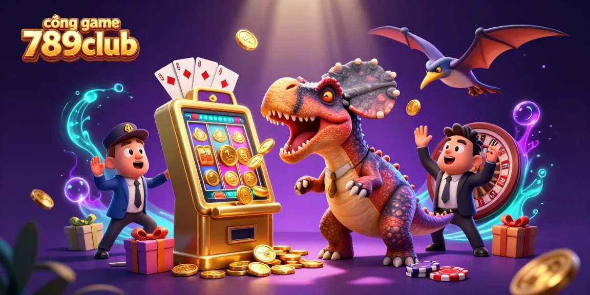 Experience thrilling wins at cổng game 789club with a vibrant 3D illustration showcasing casino excitement.