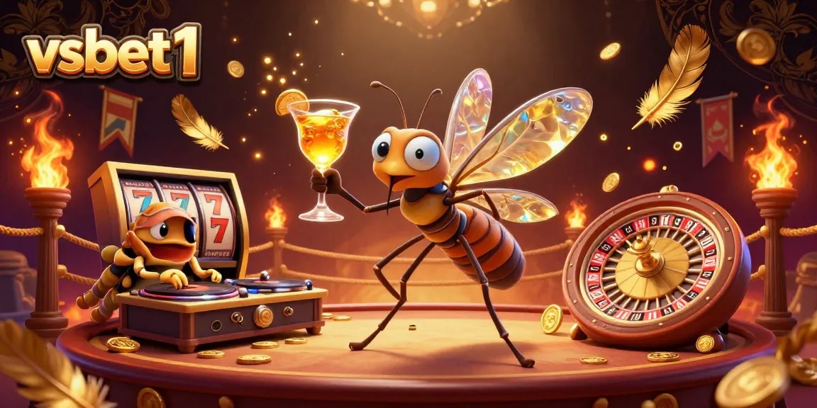 Experience thrilling gaming at vsbet1 with a vibrant 3D casino illustration featuring creatures and dynamic elements.