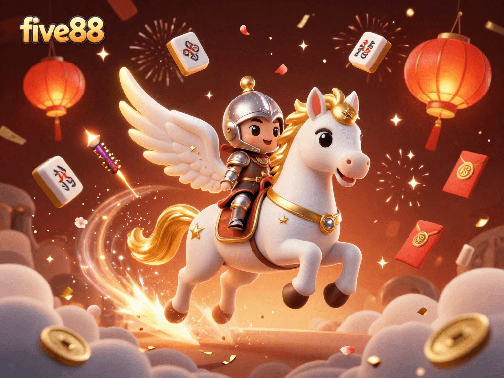 Experience the excitement of five88 with this vibrant casino-themed 3D illustration showcasing unique game elements.