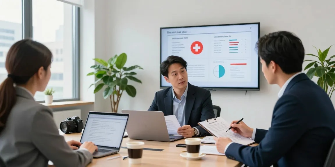 This Swiss law firm collaborates in a modern office, showcasing legal strategies and case discussions.