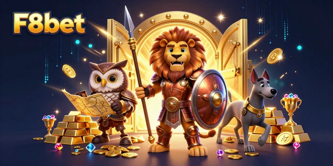 Engage with F8bet's thrilling gaming experiences featuring vibrant casino elements and heroic characters.