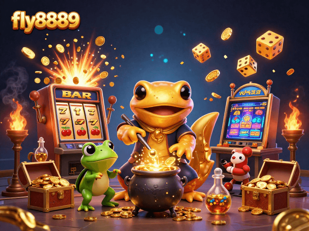 Experience the magic of gaming with fly8889's rich casino scene full of vibrant characters and dynamic elements.