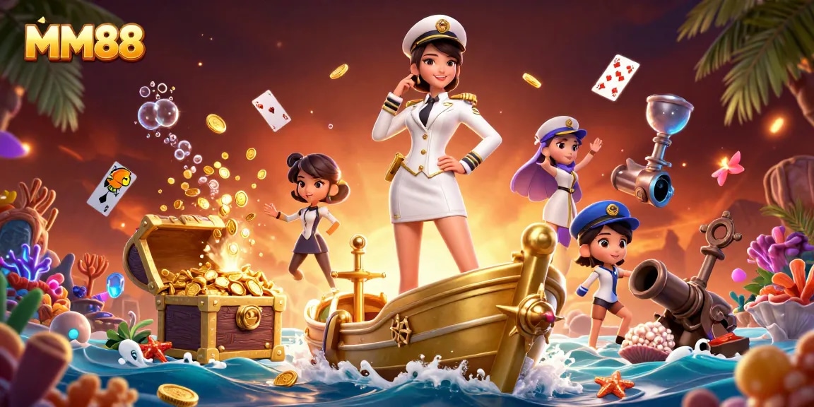 Experience thrilling gaming action with MM88 in this vibrant, detailed gambling illustration.
