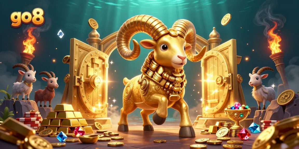 Spin the reels at go 8 and witness the golden ram charging through a treasure vault filled with jewels.
