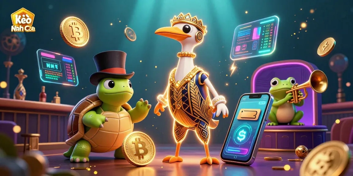 Kèo Nhà Cái highlights thrilling casino action with animated characters in a vibrant 3D scene.