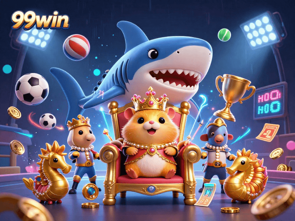 Join the excitement at 99win with a fierce hamster king and dynamic sports elements lighting up the scene.