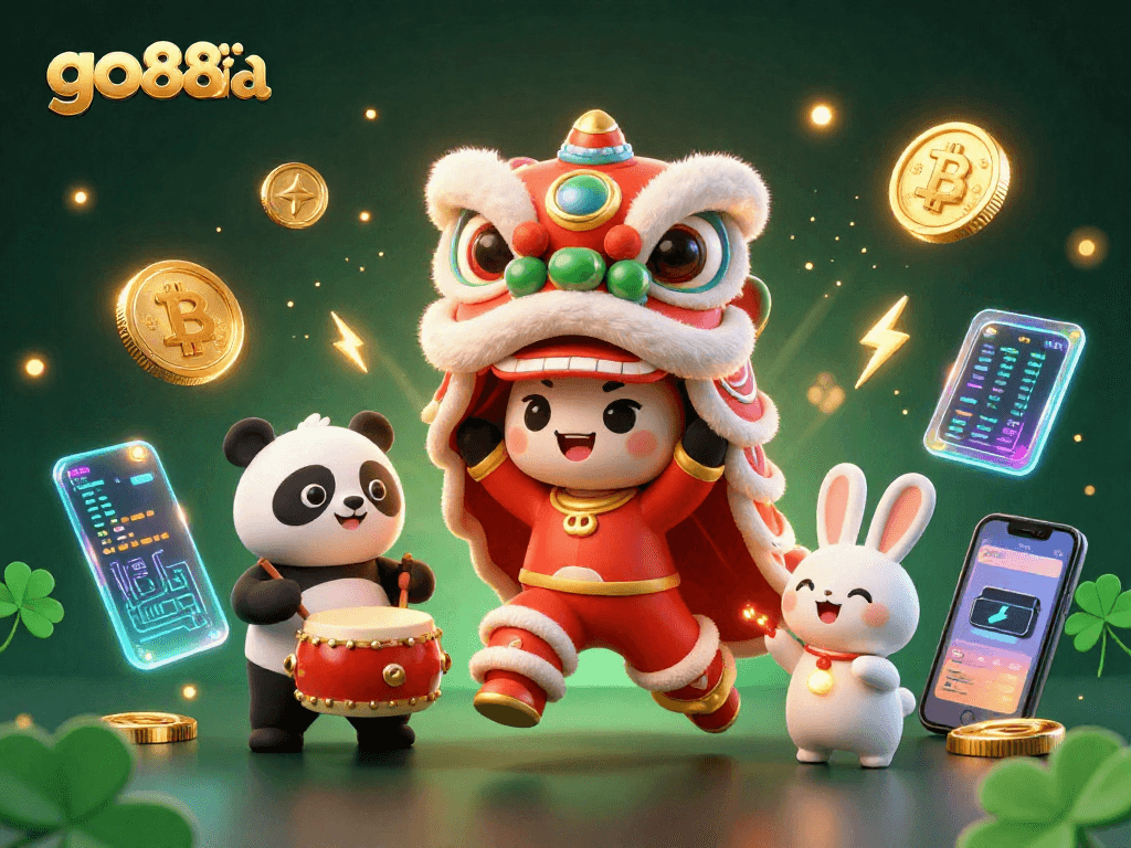 Join the fun at go88ia with our vibrant lion dance and crypto elements lighting up the scene!