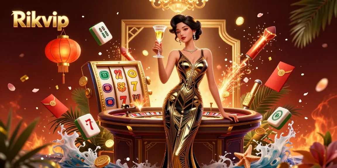 Experience the vibrant world of Rikvip's exciting casino atmosphere with games, elegance, and glamour.