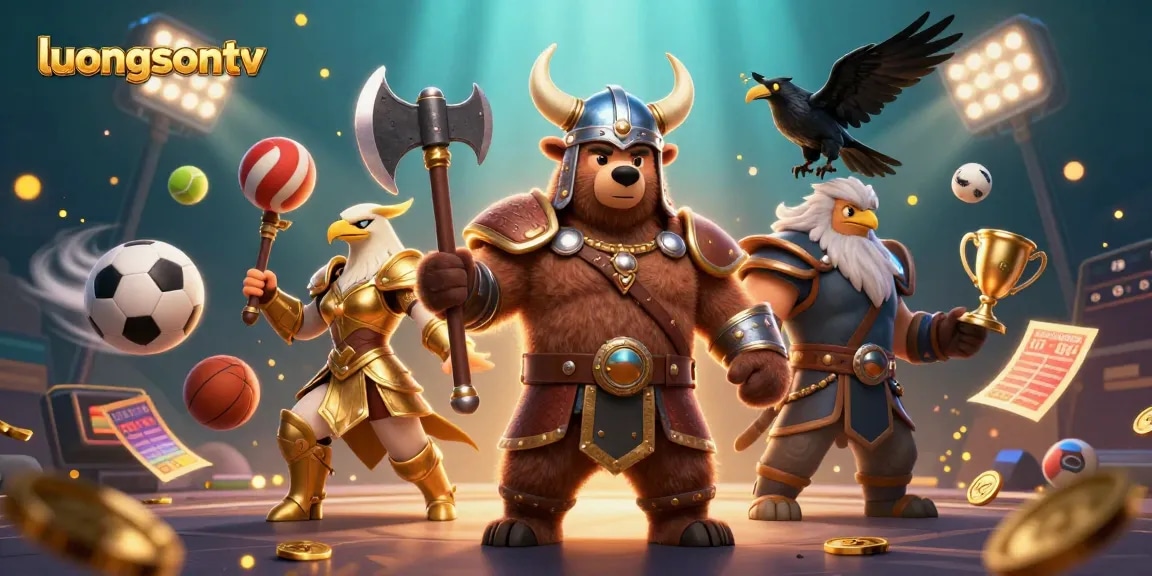 Join the excitement of sports betting with luongsontv and its vibrant, dynamic scene of champions and trophies.