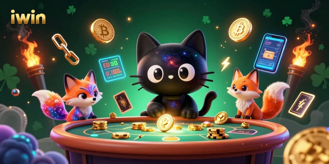 Engage with the iwin cosmic casino world featuring a black hole cat and vibrant elements in a rich 3D scene.