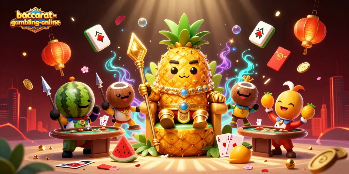 Experience baccarat-gambling-online with vibrant casino elements and dynamic characters in an engaging 3D scene.