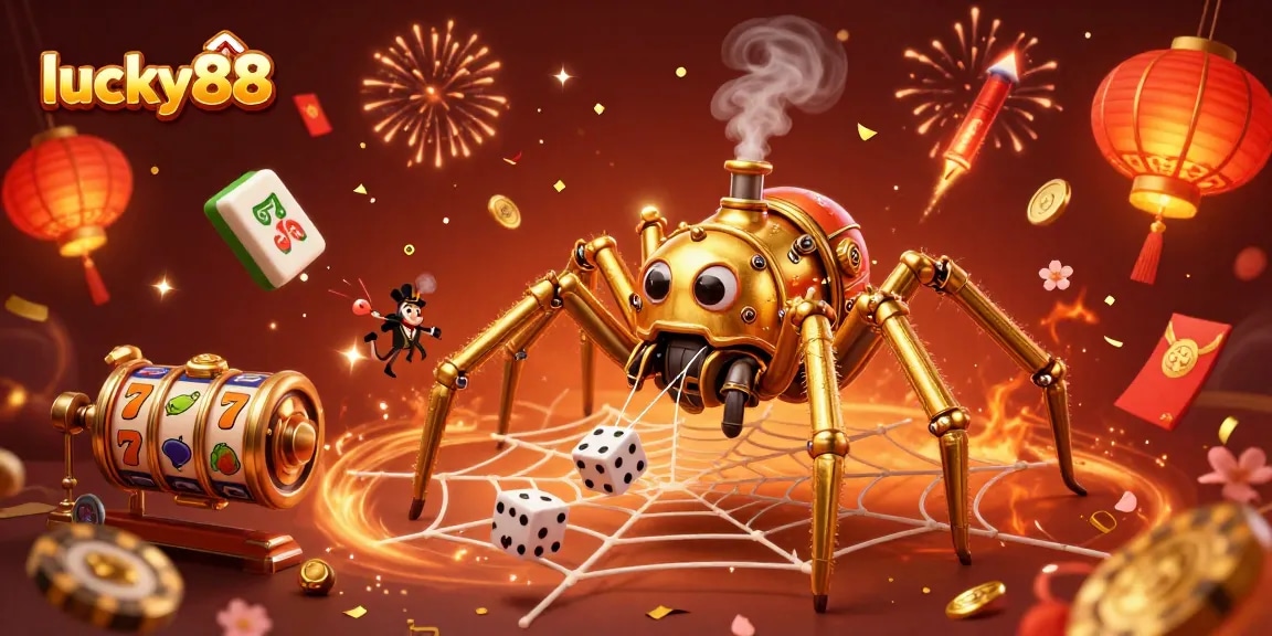 Experience excitement with lucky88 in a vibrant, detailed casino scene showcasing steampunk elements and dynamic slot game visuals.