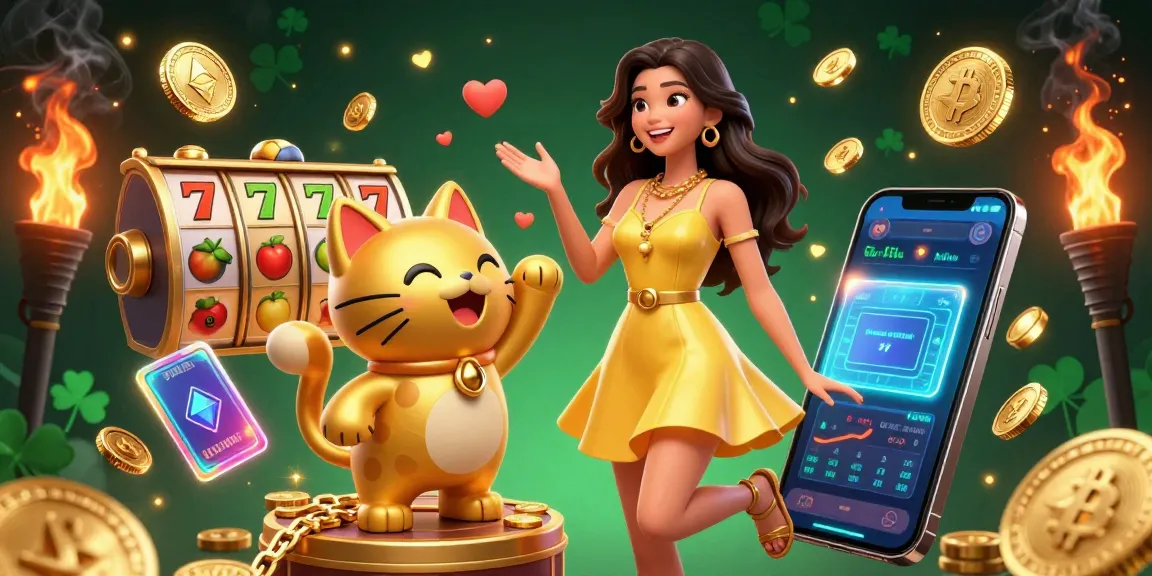 Play and win at the casino with 7m, featuring a vibrant illustration of slot reels and golden coins.