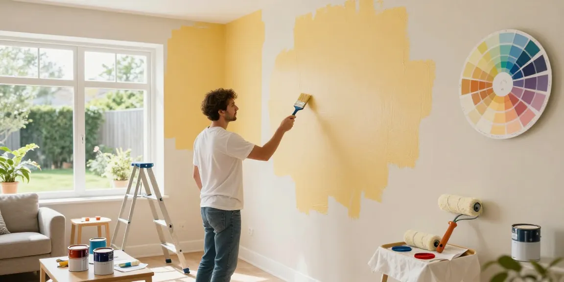 Lincoln Painter Reviews showcase a skilled painter transforming a home interior with high-quality craftsmanship and vibrant colors.