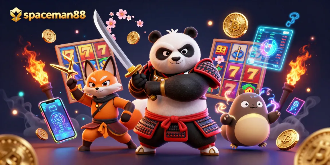 Experience the excitement of spaceman88 as the samurai panda spins the jackpot reels and wins!