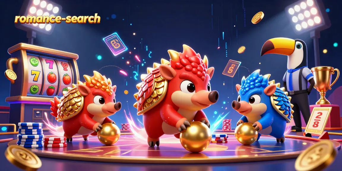 Engaging scene of rival pangolins in vibrant armor and dazzling casino elements at romance-search.
