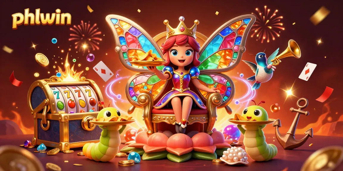 Experience the excitement of phlwin with colorful casino elements and engaging characters in this bustling illustration.