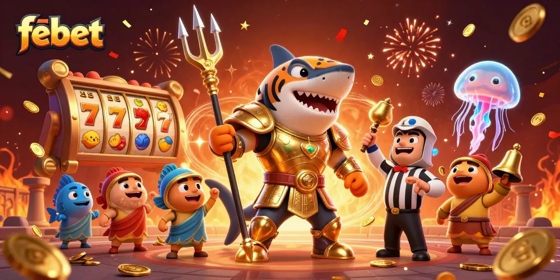 Experience thrilling gameplay with febet's vibrant slot scene featuring a tiger shark and dynamic elements.