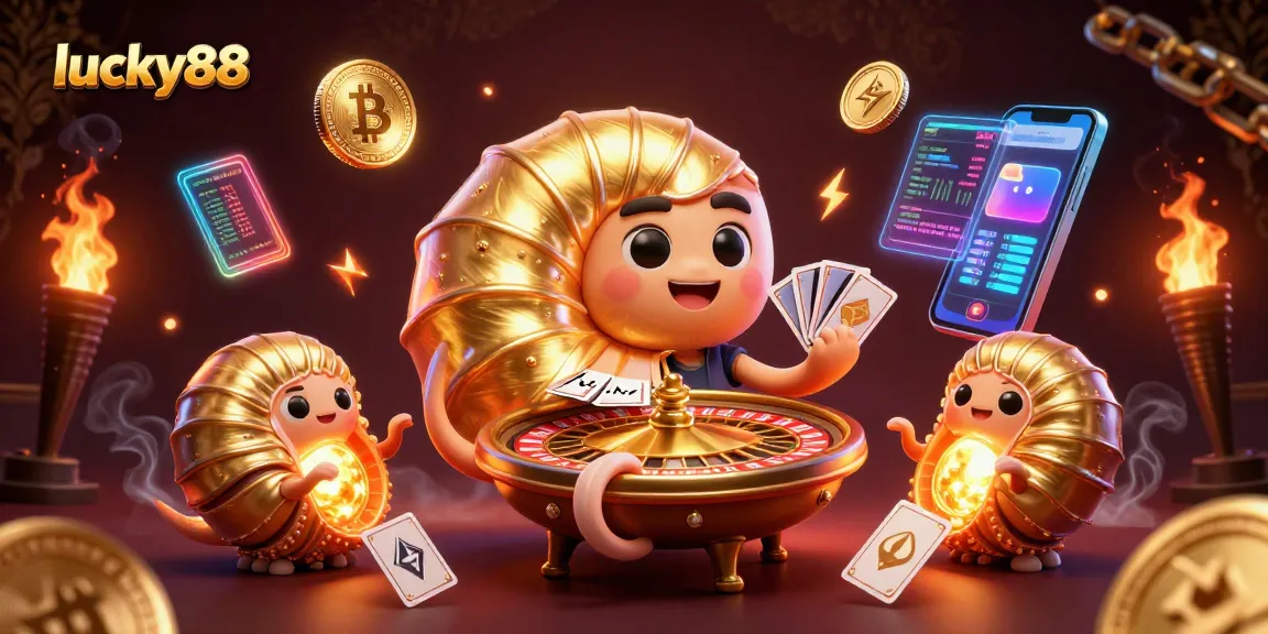 Engage in thrilling gameplay at lucky88 with ancient giant nautilus holding cards and crypto coins.