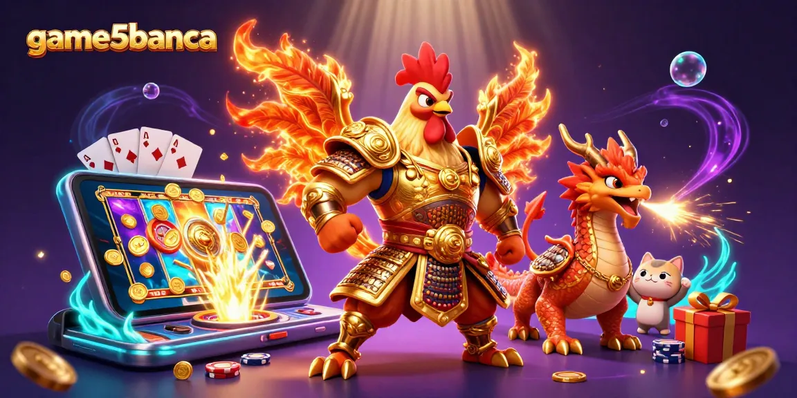 Engage with thrilling games on game5banca, featuring a warrior rooster, dragon hatchling, and a lucky cat.