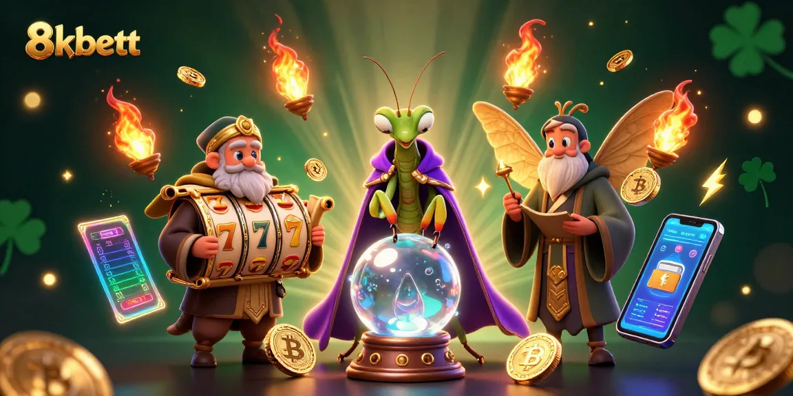 Engage with the exciting gaming world of 8xbett featuring a mystical scene with a fortune teller and a moth librarian.