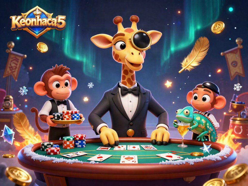 Experience thrilling gaming action with Keonhacai 5 in a vibrant and dynamic casino scene.