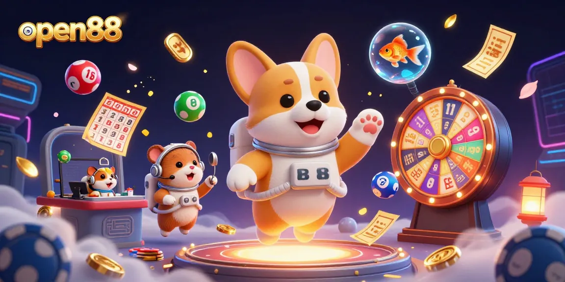 Experience the thrilling excitement of open88 with vibrant gaming elements and characters in a dynamic casino setting.