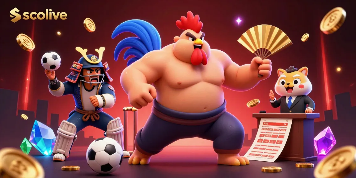 Socolive interactive sports betting scene with exciting characters and vibrant gambling elements amidst a captivating background.