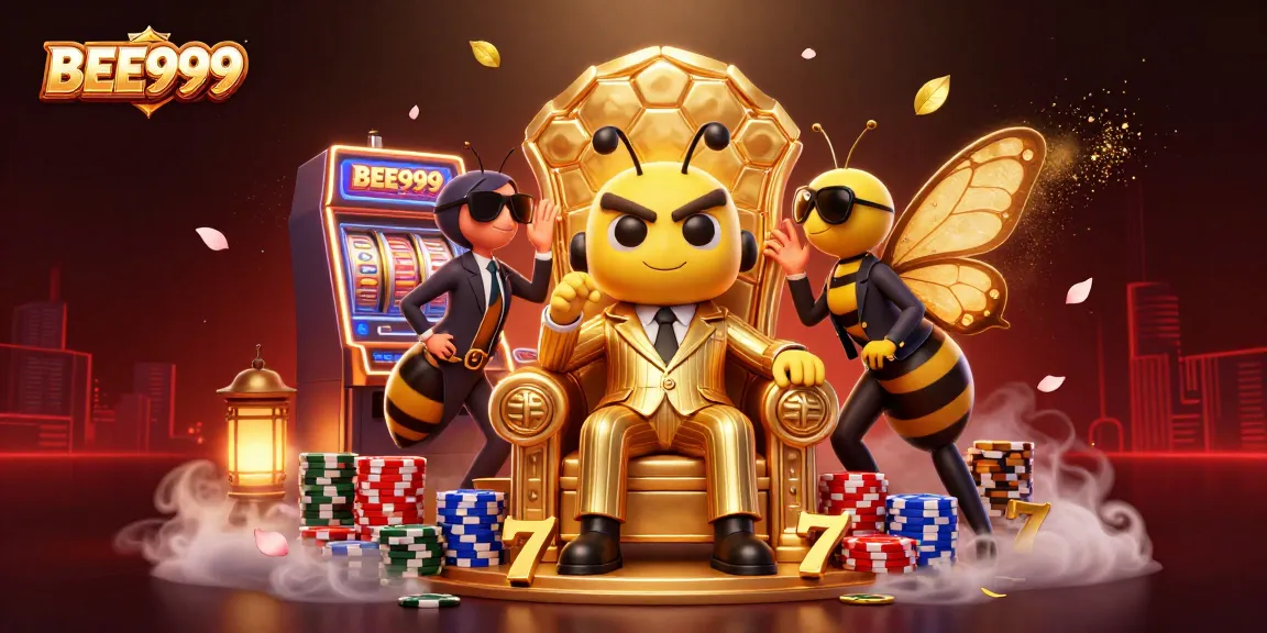 BEE999 showcases thrilling slot machines and vibrant gaming atmosphere with interactive characters.