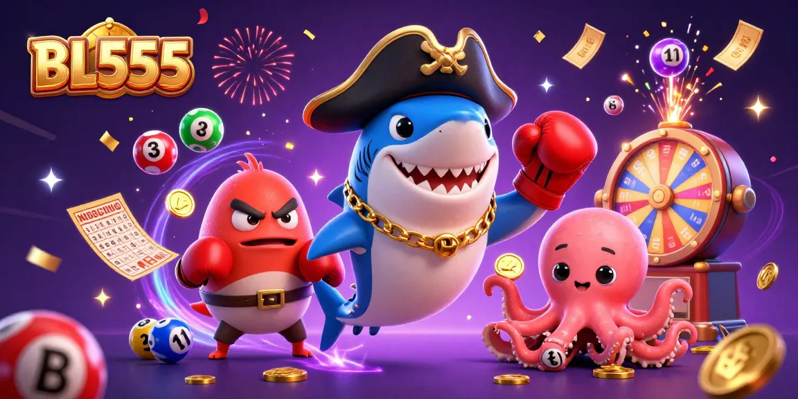 Experience thrilling moments at BL555 with vibrant casino games and animated characters.