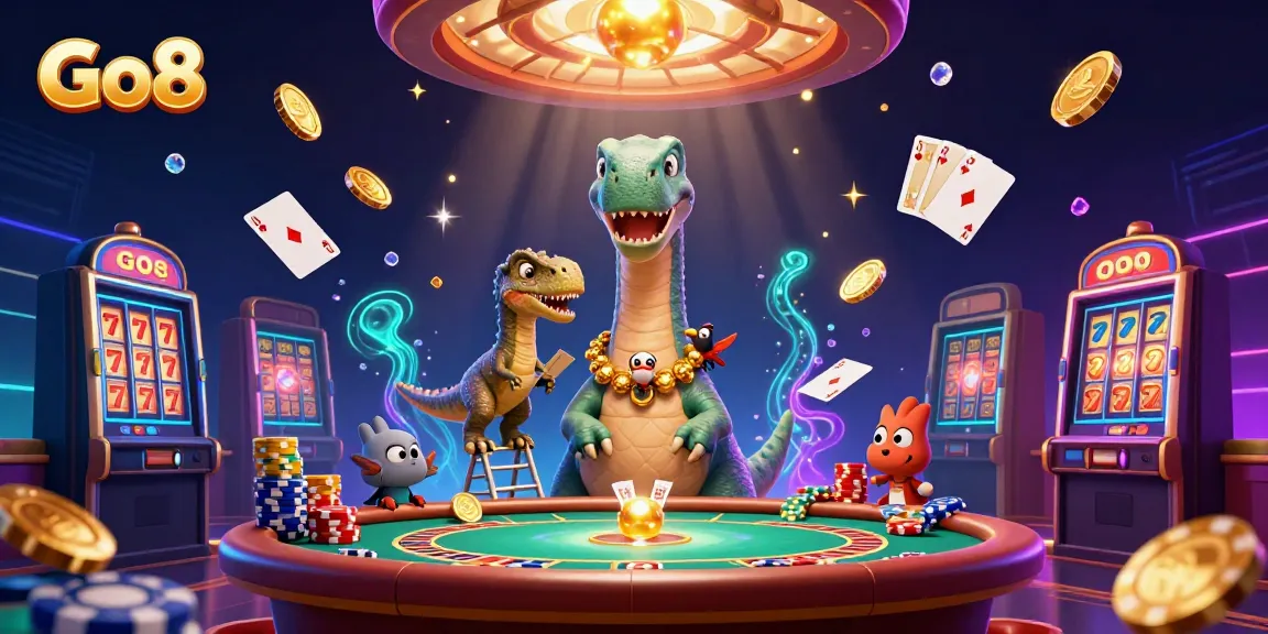 Experience exciting gameplay at Go8, featuring dynamic casino characters with vibrant game elements!