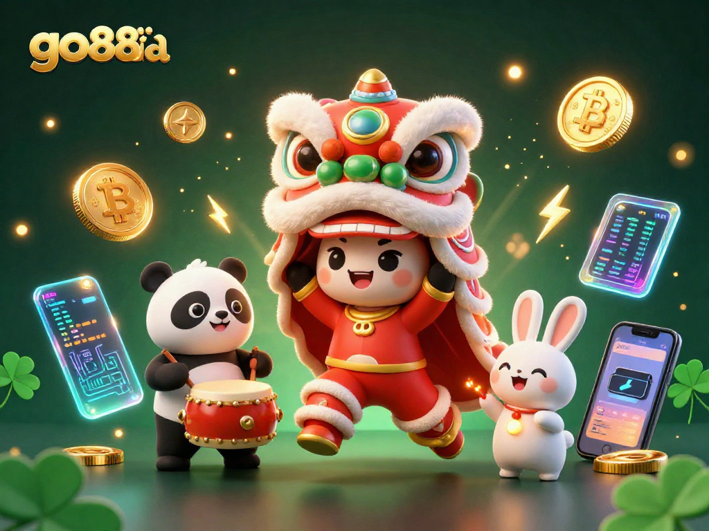 Join the fun at go88ia with our vibrant lion dance and crypto elements lighting up the scene!