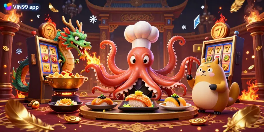 Experience thrilling gameplay with the dynamic and visually stunning VIN99 app, featuring interactive characters in an exciting casino.