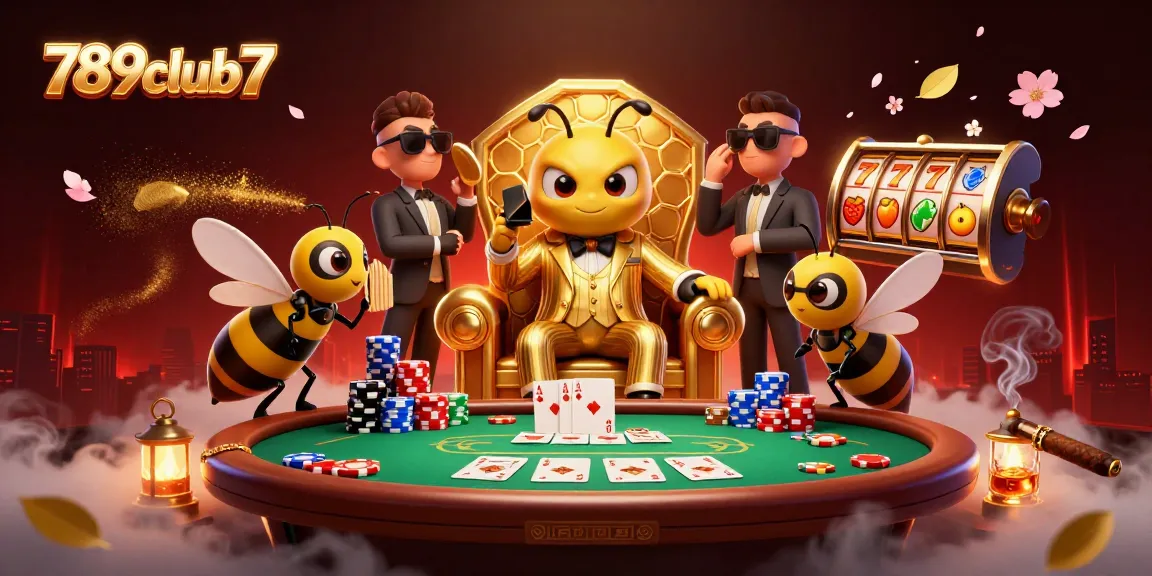 Engage with 789club7 as the cartoon mob boss leads a lively casino scene filled with poker chips and slot reels.