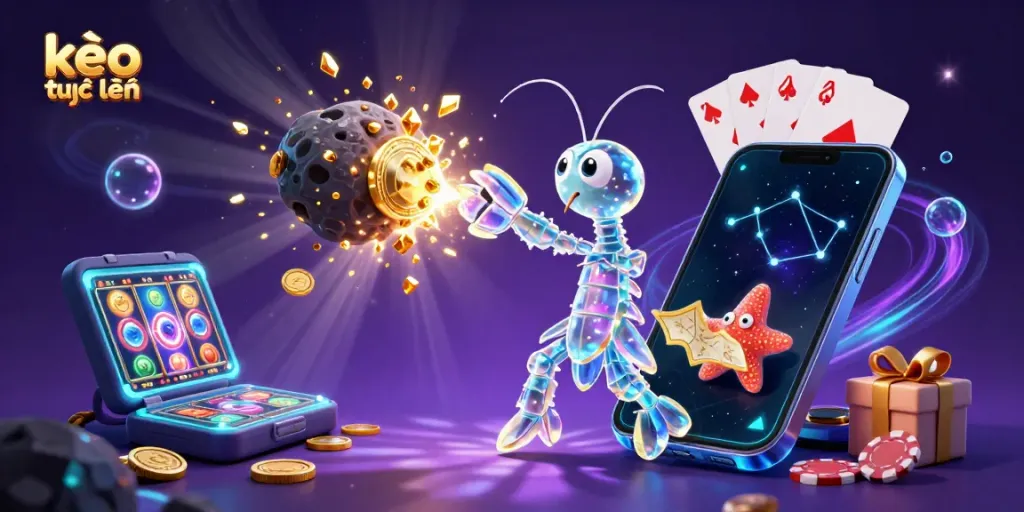 Experience kèo trực tuyến action with a galactic samurai, treasure, and vibrant casino elements.